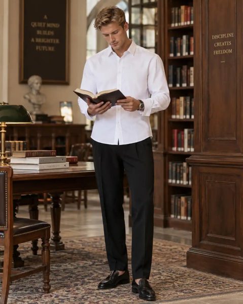 Men Medium Length Spread Collar Full Sleeve Shirt