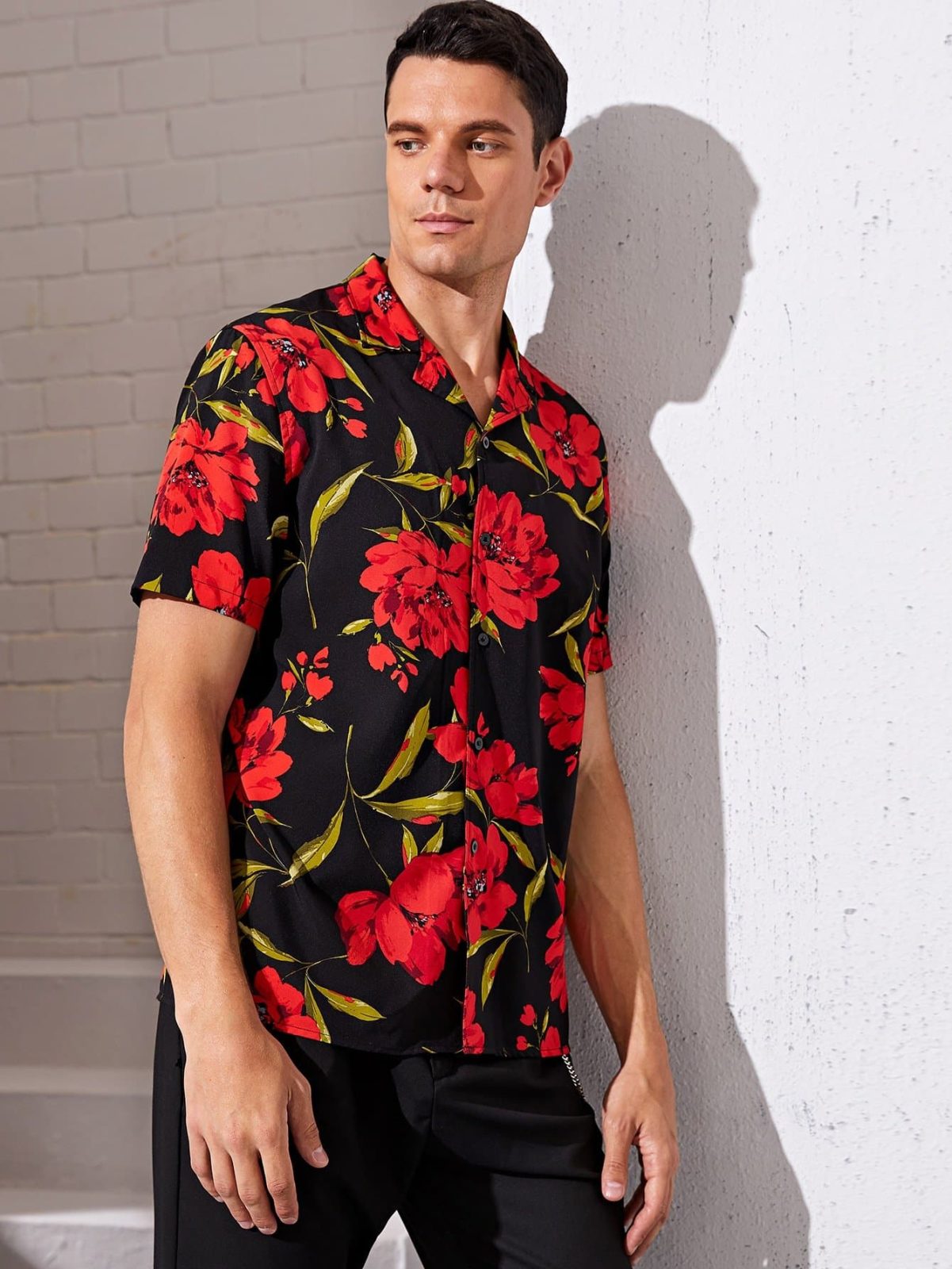Button Front Floral Print Shirt