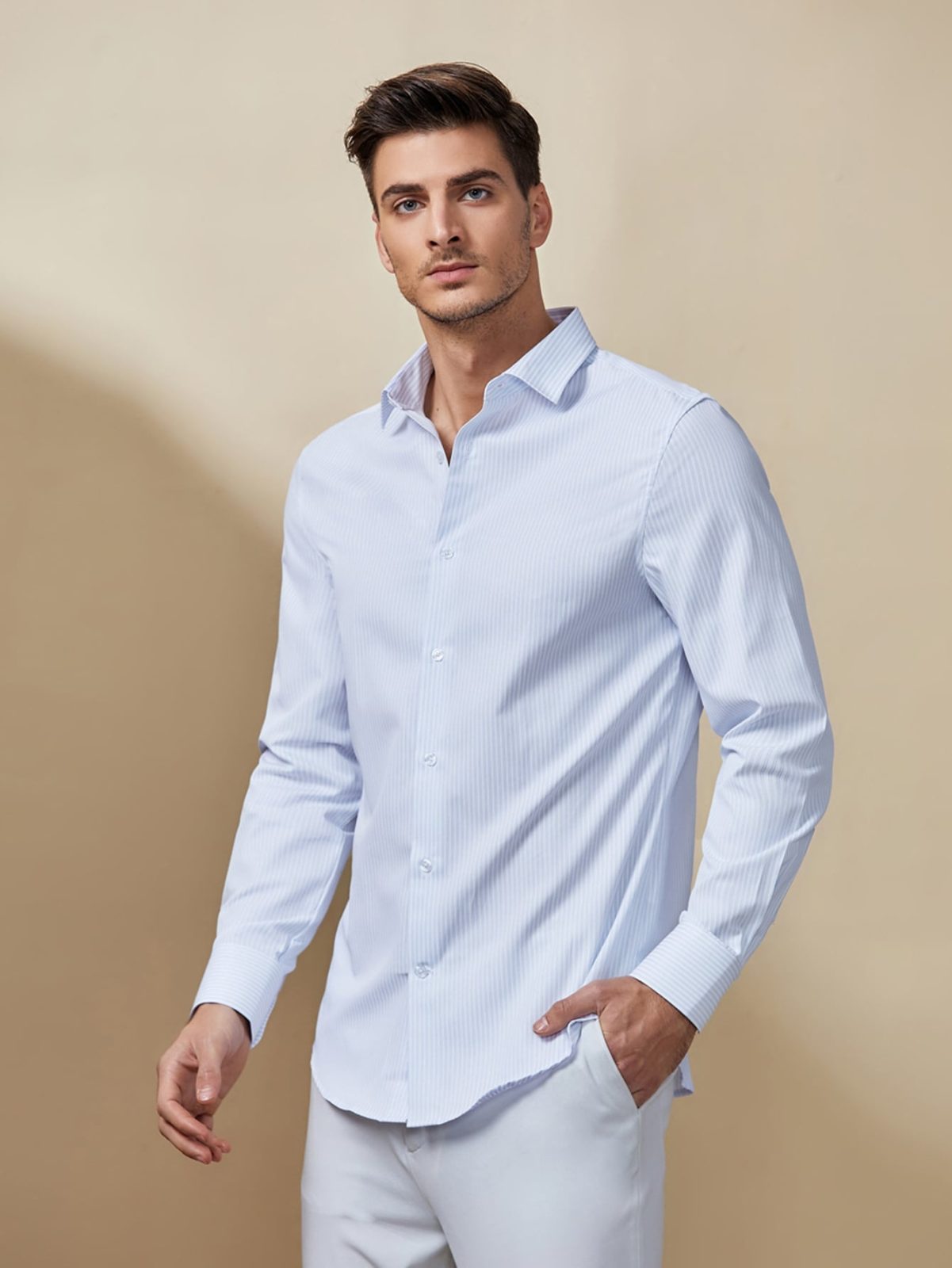 Blue Striped Button Front Shirt