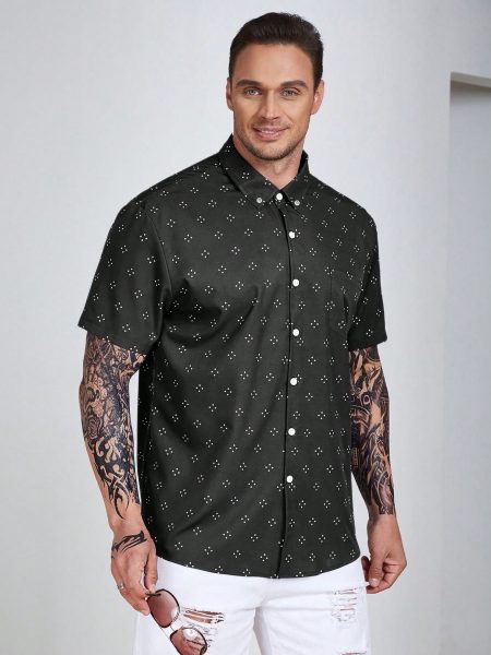 Allover Geo Print Short Sleeve Shirt