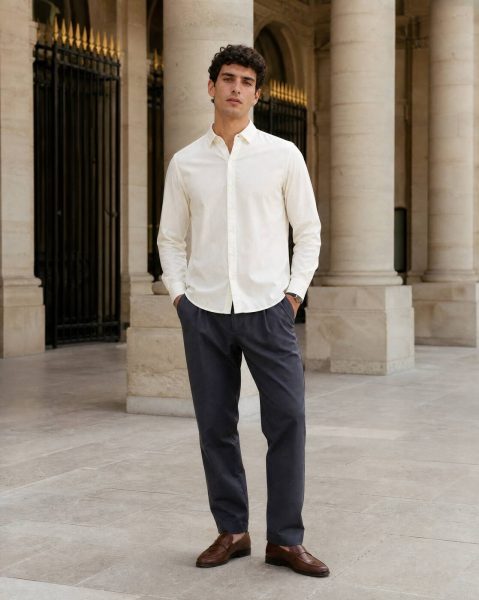 Medium Length Spread Collar Full Sleeve Shirt