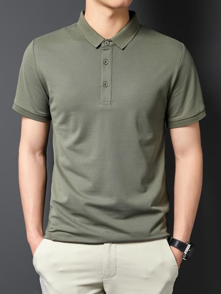 Solid Button Front Polo T-Shirt