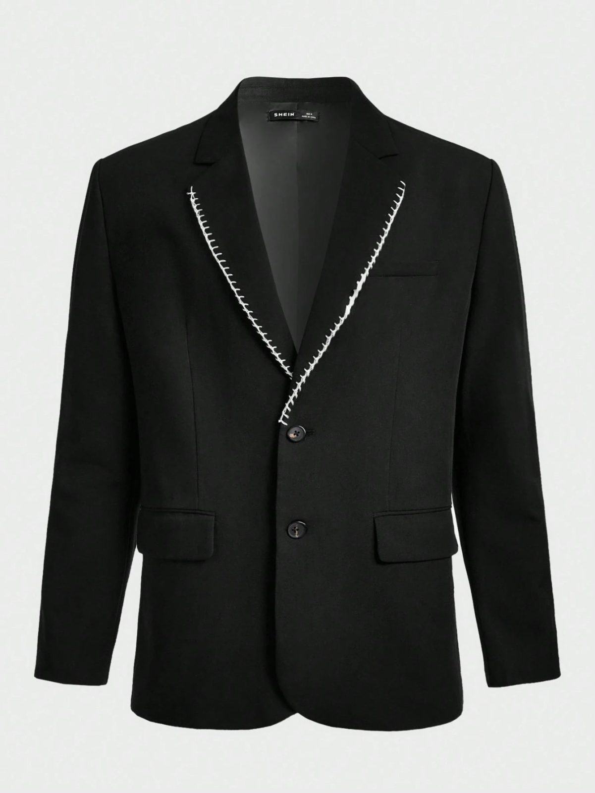Men's Black Button-Front Lapel Blazer – Relaxed Fit & Effortlessly Versatile