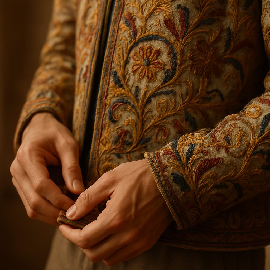 Close-up of embroidered jacket details