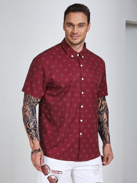 Allover Geo Print Short Sleeve Shirt