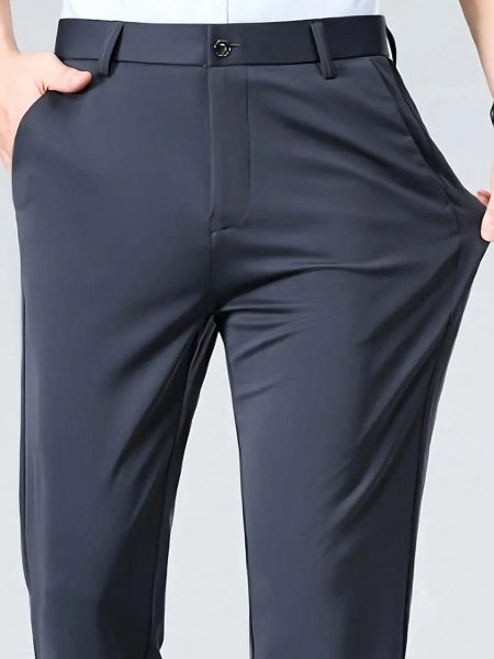Stretchy Casual Straight-Leg Slim-Fit Pants Trousers