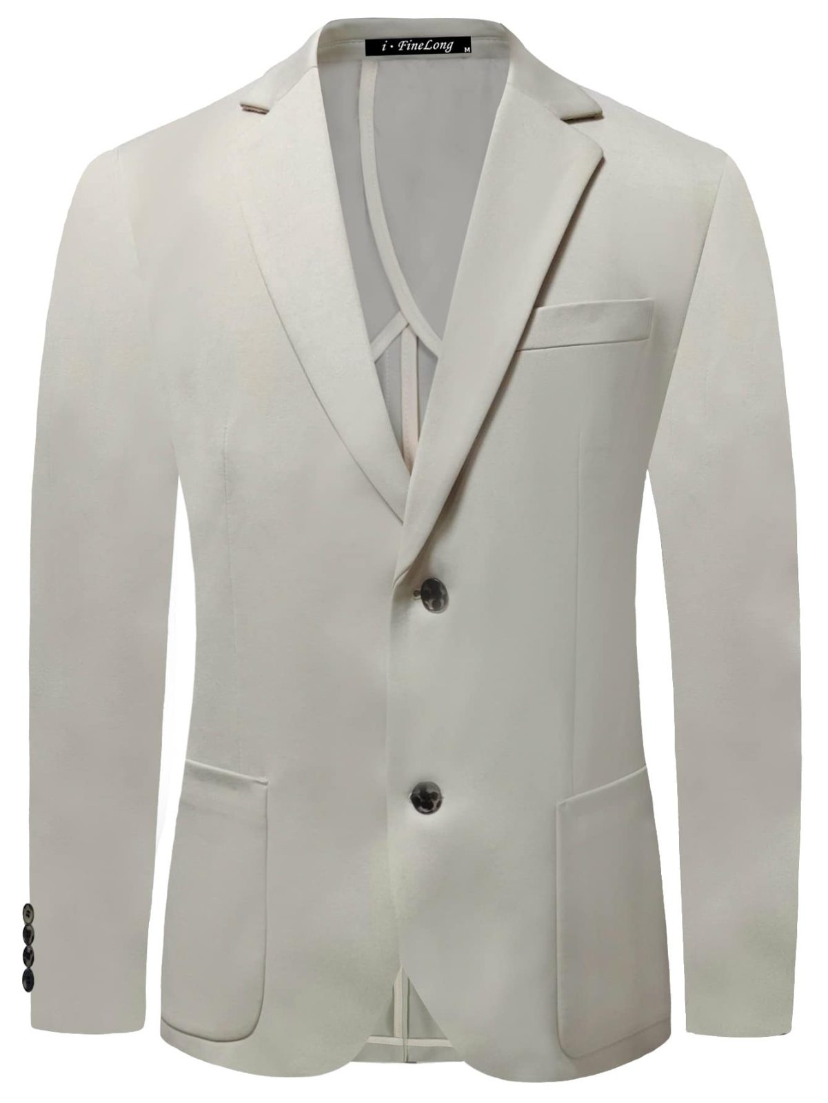 Beige Single Breasted Lapel Neck Pocket Patched Blazer