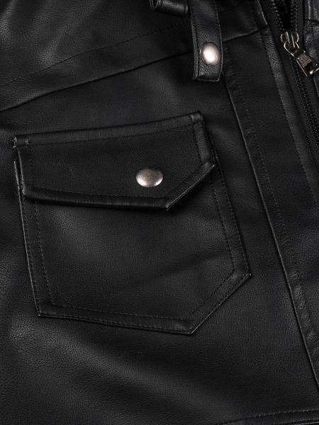 Zip Up Hooded PU Leather Jacket