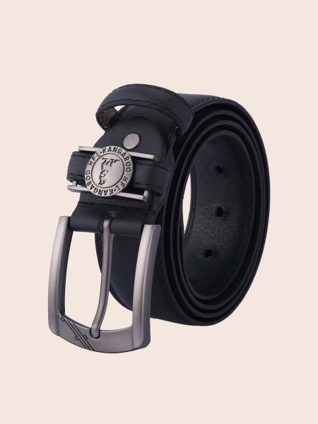 Black PU Letter Detail Belt