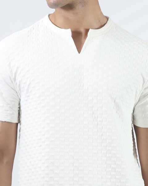 Notched Neck Short Sleeve Self-Designed Tshirt