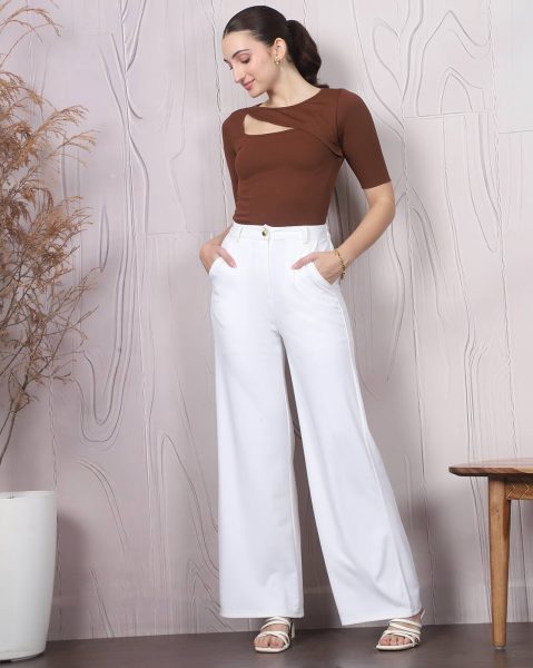 Short Sleeves Asymmetric Cut Out Ribbed Top