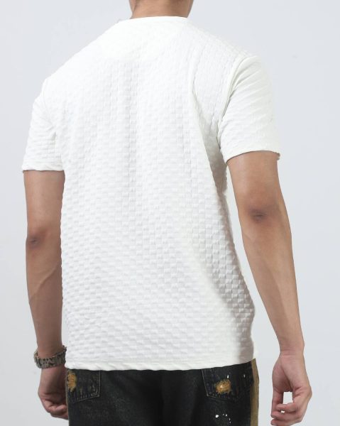 Notched Neck Short Sleeve Self-Designed Tshirt