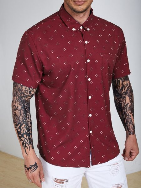Allover Geo Print Short Sleeve Shirt