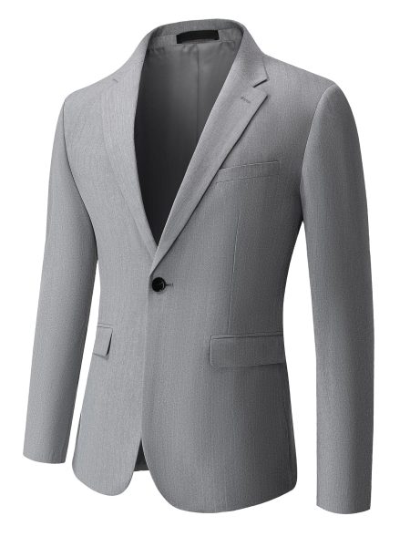 Grey Single Button Slit Back Blazer