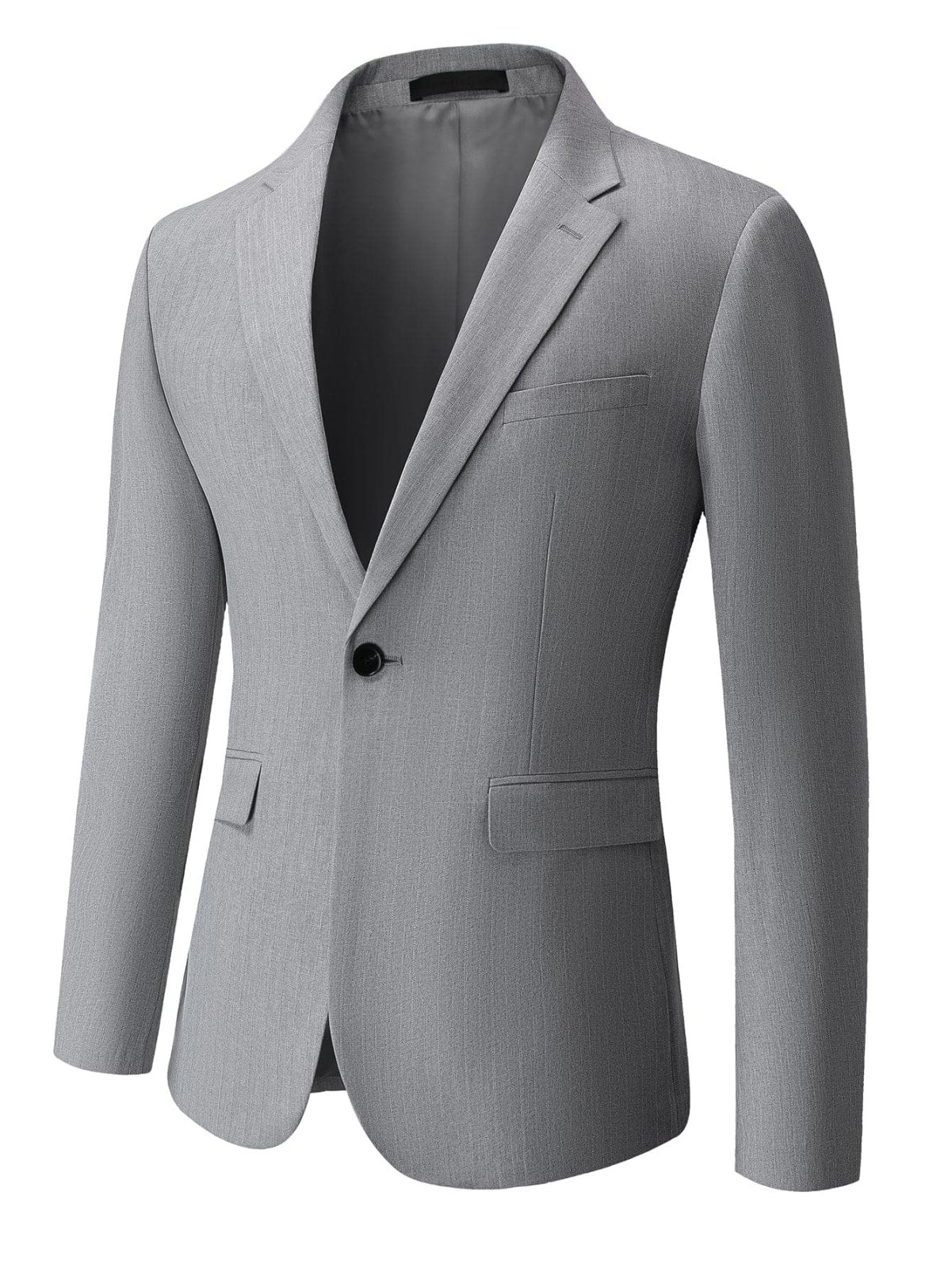 Grey Single Button Slit Back Blazer